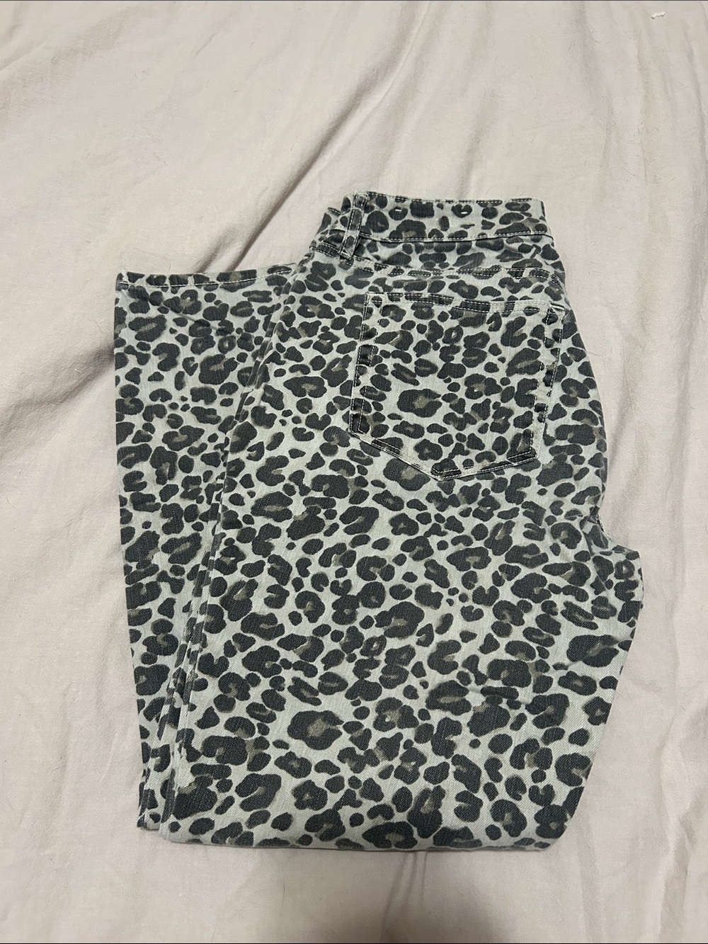 Leopard Print Skinny Jeans - Grey & Black